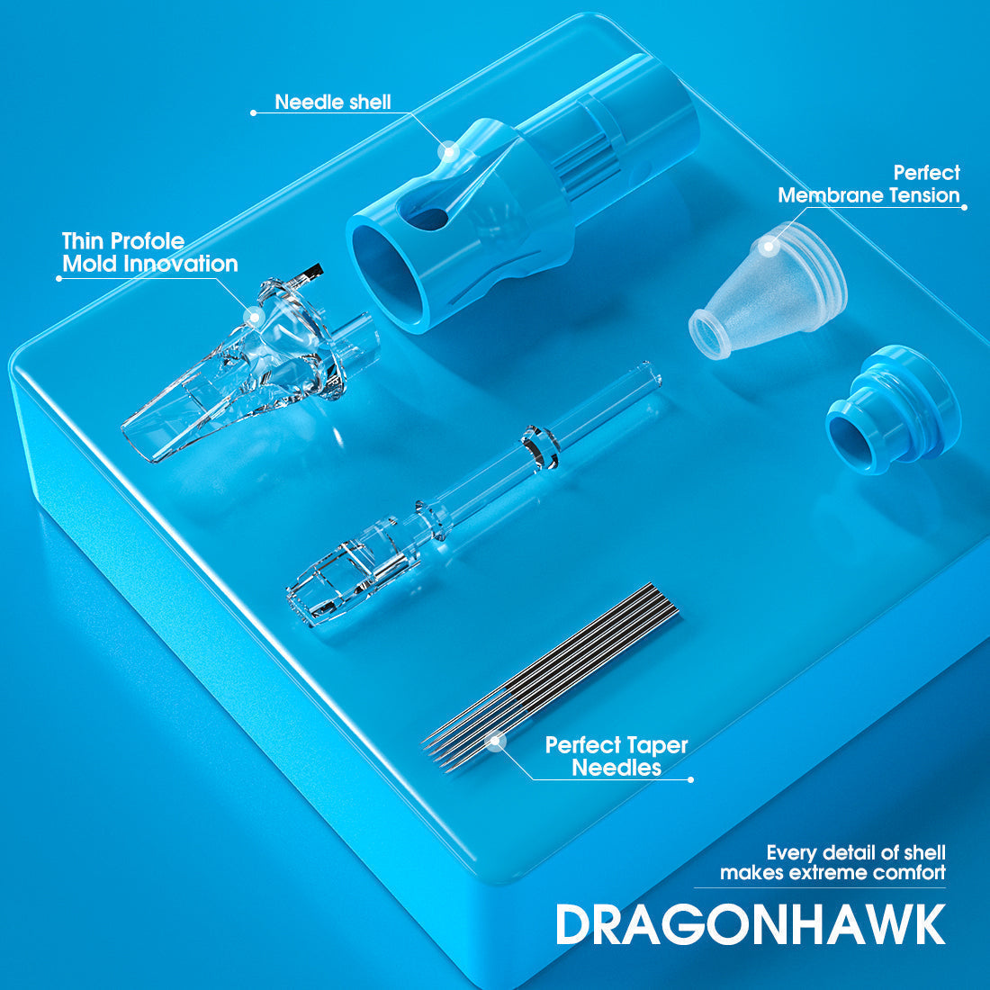 Dragonhawklabs Cartridges Needles 0.3MM/0.35MM Round Liner Tight 50 Pcs