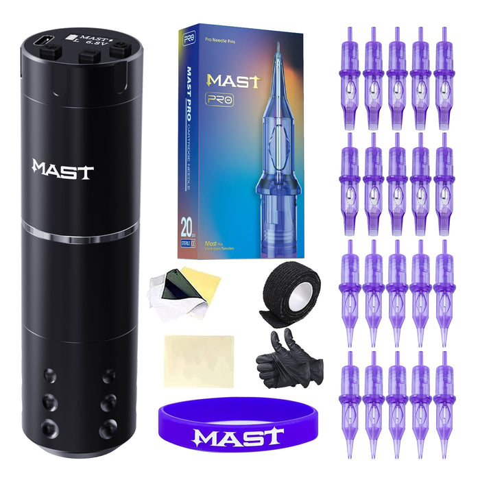Dragonhawk Mast A1 Wireless Tattoo Pen Machine Kit with Mast Pro Cartridges