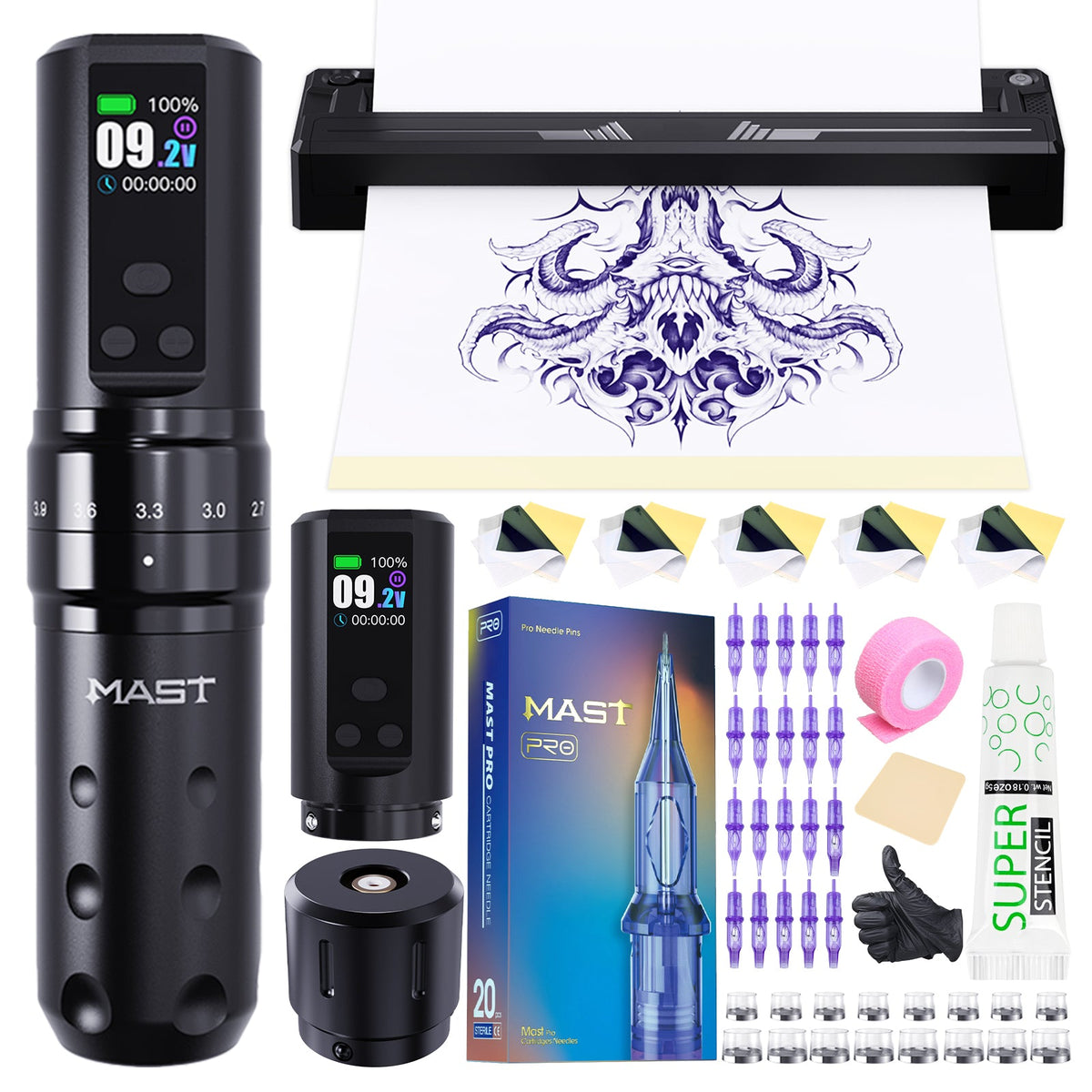 Mast Tattoo Fold2 Pro Wireless Pen Machine Kit With 20Pcs Needles