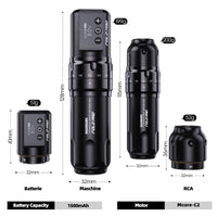 Dragonhawk Fold Pro Rotary Tattoo Machine With Dual Battery Kit