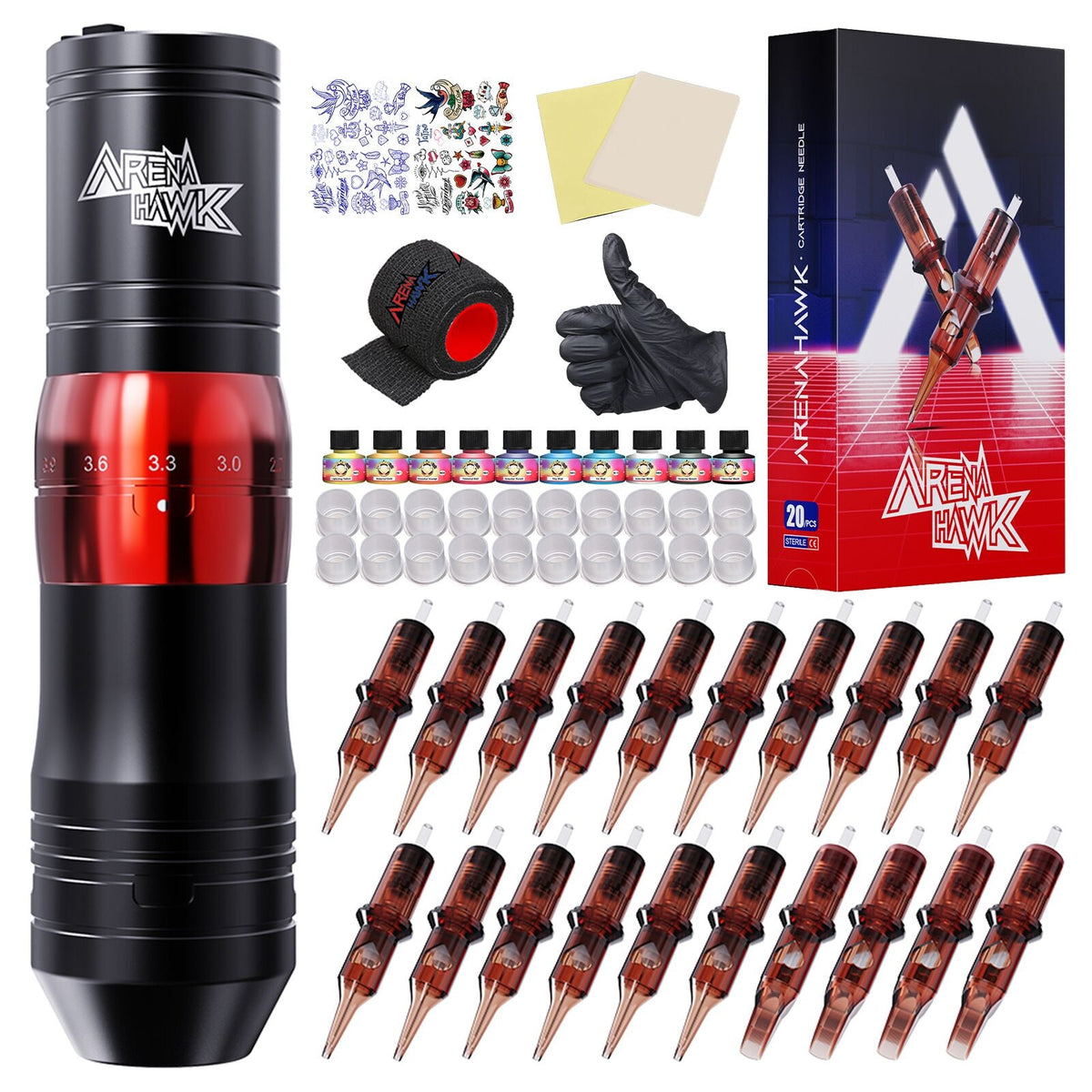 Arenahawk Armor 7-Stroke Adjustable Wireless Tattoo Pen Kit