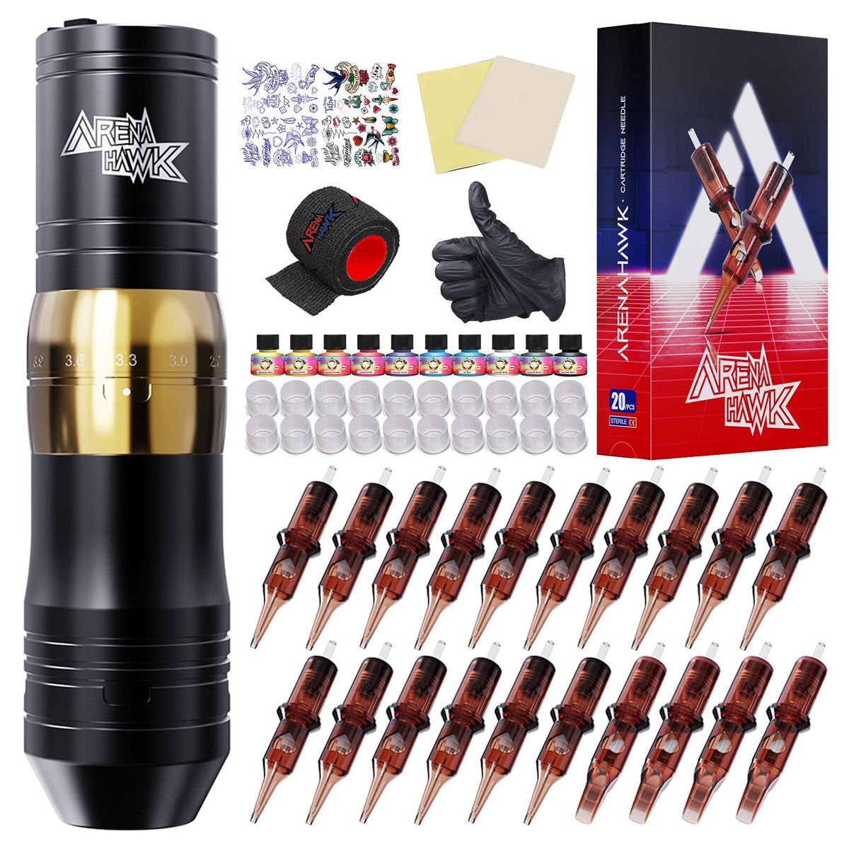 Arenahawk Armor 7-Stroke Adjustable Wireless Tattoo Pen Kit