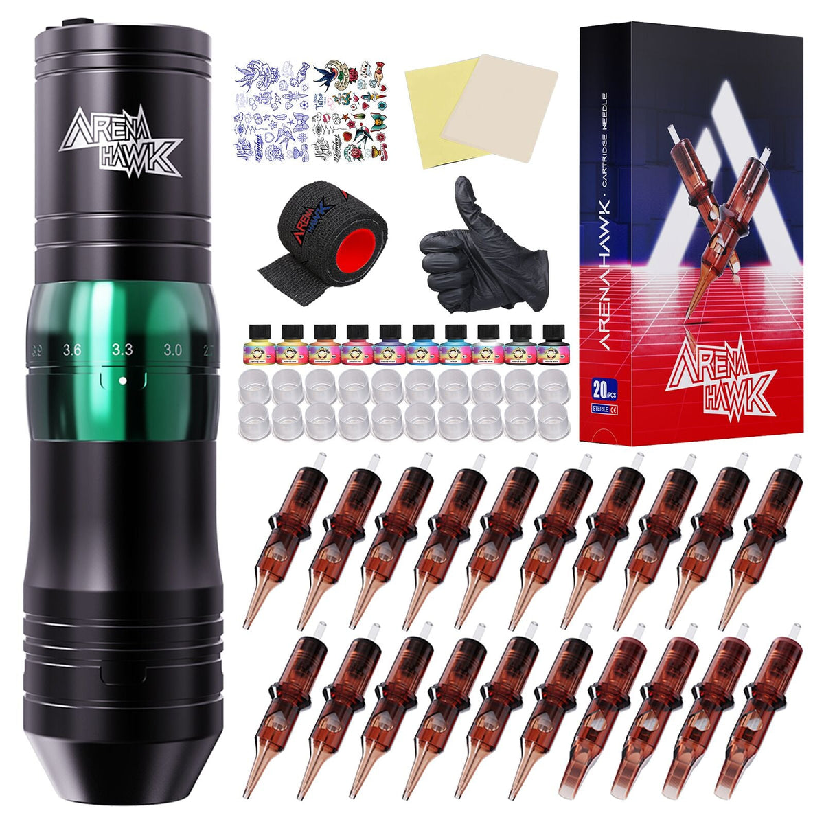 Arenahawk Armor 7-Stroke Adjustable Wireless Tattoo Pen Kit