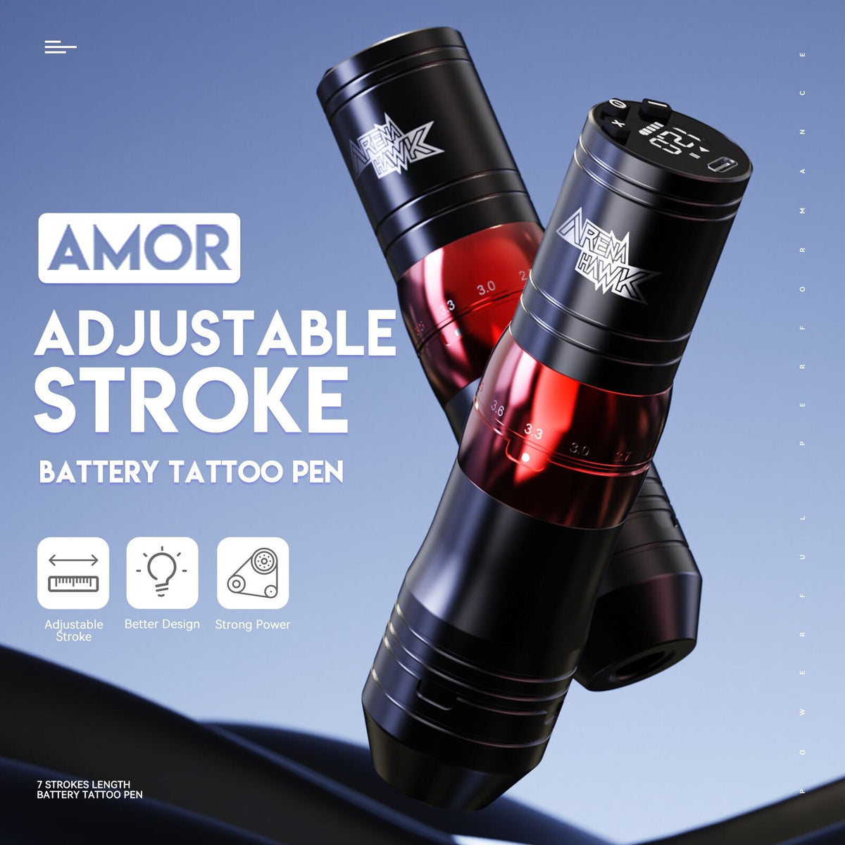 Arenahawk Armor 7-Stroke Adjustable Wireless Tattoo Pen Kit