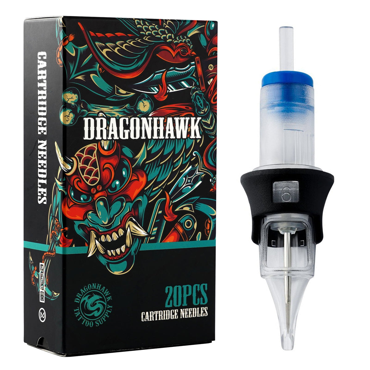 Dragonhawk Tattoo Finger Ledge Cartridge Needles 0.30mm Round Liner Box of 20