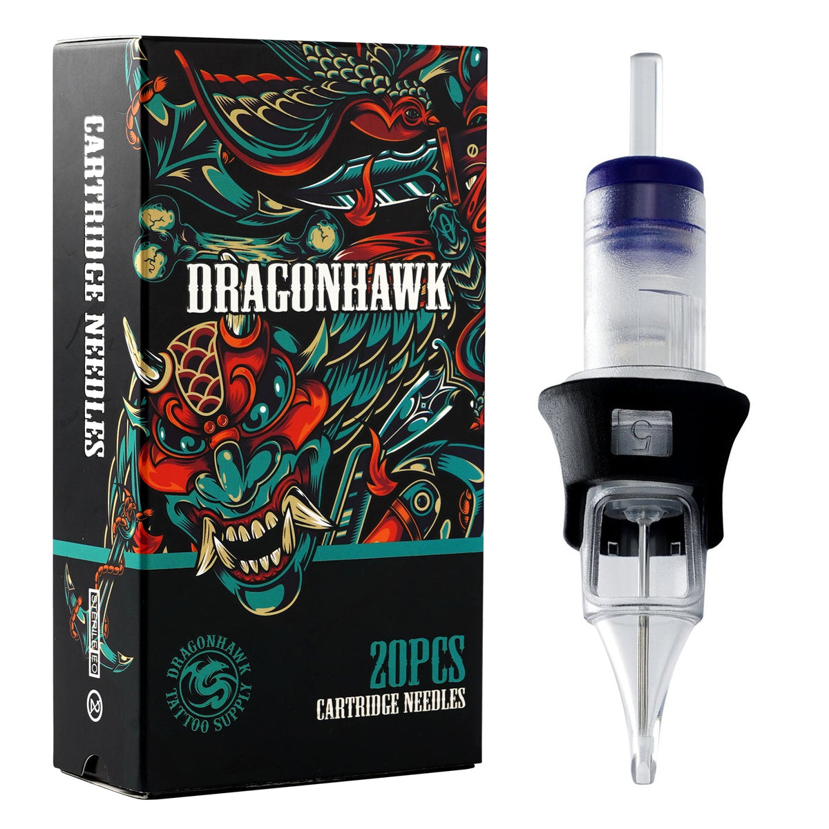 Dragonhawk Tattoo Finger Ledge Cartridge Needles 0.35mm Round Shader Box of 20
