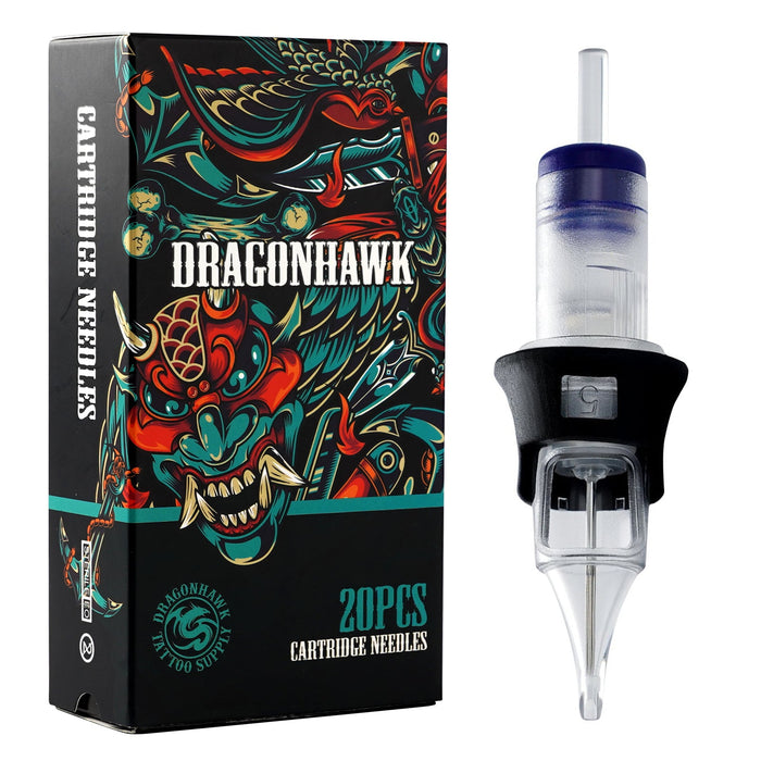 Dragonhawk Tattoo Finger Ledge Cartridge Needles 0.35mm Round Shader Box of 20