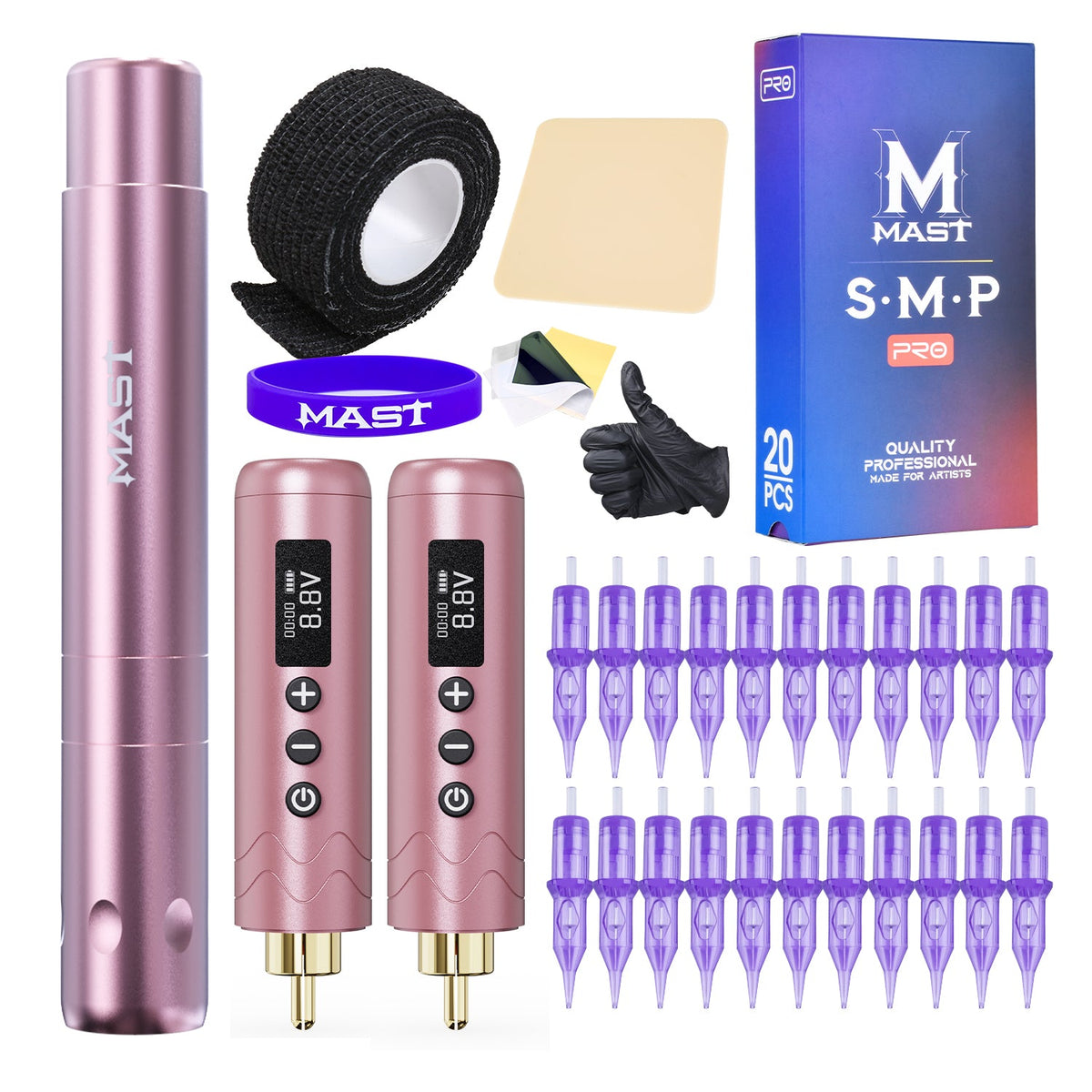 Mast Tour Air Wireless Tattoo Machine Kit with Two Batteries