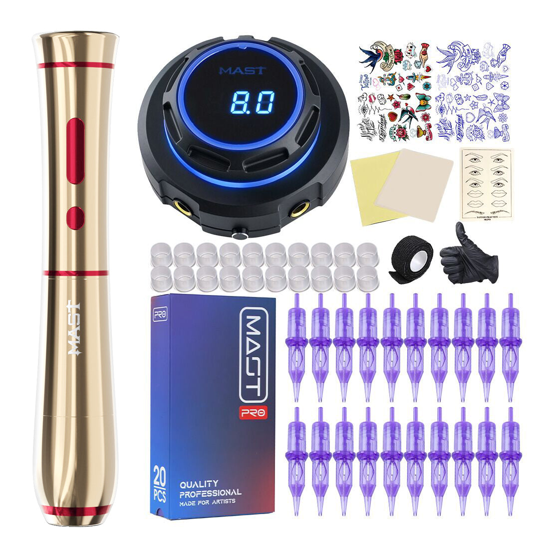 Mast P40 Rotary Tattoo Machine Pen Wireless Advanced Bundle