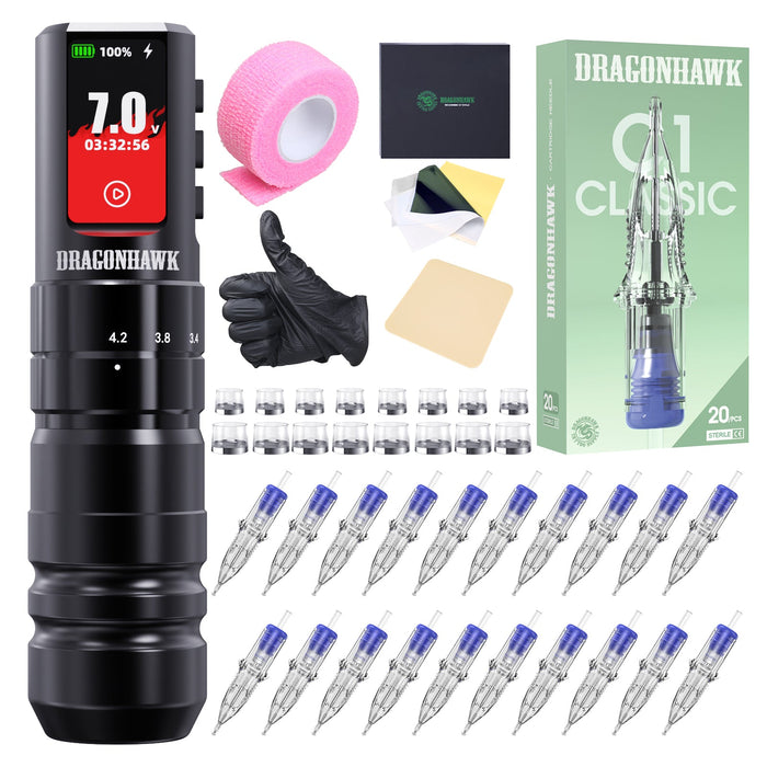 Dragonhawk A3 Pro Wireless Tattoo Pen Machine Kit