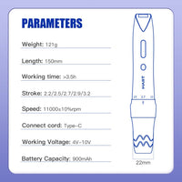 Mast P60 Wireless Tattoo Pen Machine With 2.2mm-3.2mm Adjustable Stroke Length