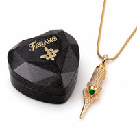 Faviamo 24K Gold Plated Handmade Zircon Inlaid Tattoo Art Pendant Ornament Necklace