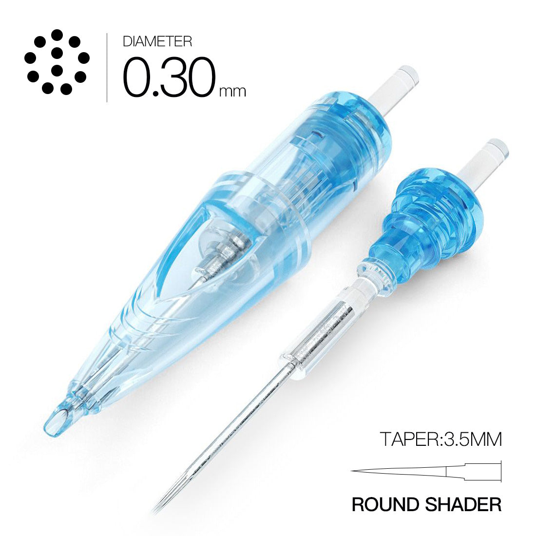 WJX Tattoo Cartridges #10 Diameter 0.30MM 3.5mm Taper(RS) Round Shader Box of 20 - Dragonhawktattoos