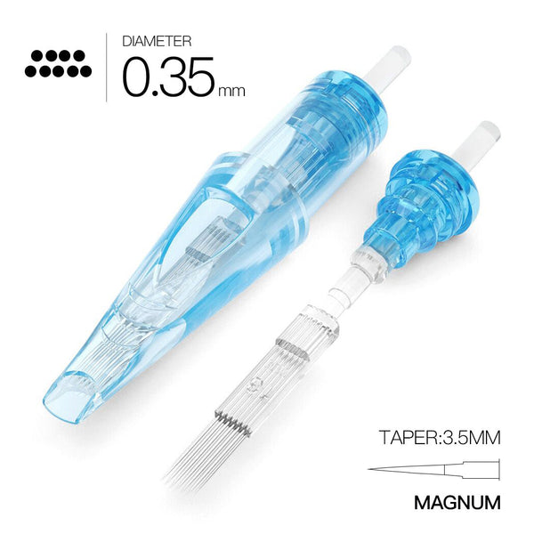 WJX Tattoo Cartridges #12 Diameter 0.35MM 3.5mm Taper(M-2) Magnum Box of 20 - Dragonhawktattoos