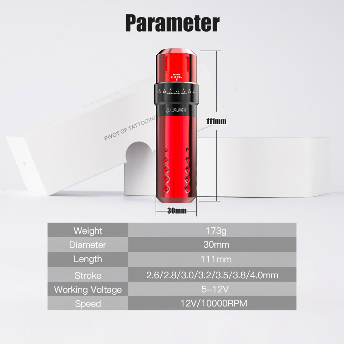 Mast Flip Rotary Tattoo Pen Machine 2.6-4.0mm Stroke Length Custom Motor Supply - Dragonhawktattoos