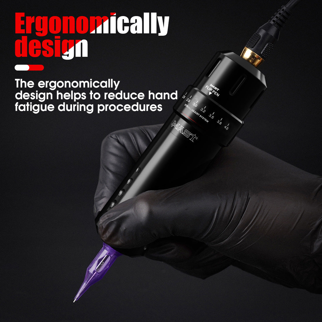 Mast Flip Rotary Tattoo Pen Machine 2.6-4.0mm Stroke Length Custom Motor Supply - Dragonhawktattoos