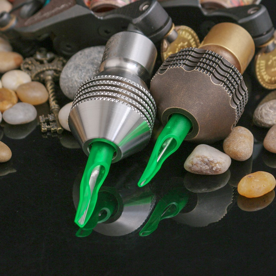 50Pcs Disposable Tattoo Tips Nozzle Tube Green Color RT - Dragonhawktattoos